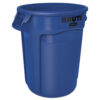Vented Round Brute Container, 32 gal, Plastic, Blue