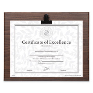 Plaque With Metal Clip, Wood, 8.5 x 11 Insert, Walnut