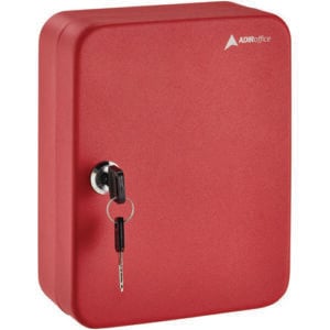 Steel Secure Key Cabinet with Key Lock, 48-Key, 7.1 x 3.1 x 10, Stainless Steel 304, Red