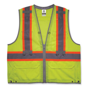 GloWear 8231TVK Class 2 Hi-Vis Tool Tethering Safety Vest Kit, Polyester, Small/Medium, Lime