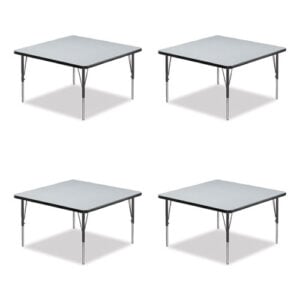 Adjustable Activity Tables, Square, 48" x 48" x 19" to 29", Gray Top, Black Legs, 4/Pallet