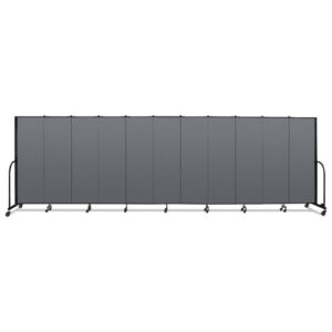 Portable Room Divider, 20 ft 5" x 0.75" x 6 ft, Vinyl/Fiberglass/Steel, Gray