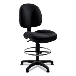 Comfort Task Stool, Supports Up to 300 lb, 24.5" to 34.5" Seat Height, Black Seat, Black Back, Black Base