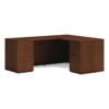 Mod L-Station Double Pedestal Desk Bundle, 60" x 72" x 29", Sepia Walnut