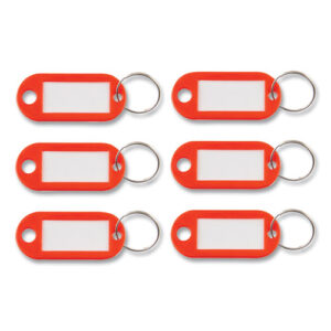 Key Tags Label Window, 0.88 x 0.19 x 2, Red, 6/Pack