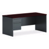 38000 Series Left Pedestal Desk, 66" x 30" x 29.5", Mahogany/Charcoal