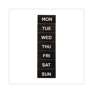 Heavy-Duty Board Magnet Labels, Days of the Week (Monday-Sunday), 1" Tall, White Characters, Black Background, 7/Pack
