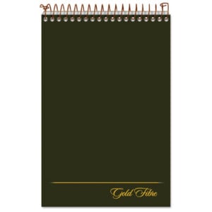 Gold Fibre Steno Pads, Gregg Rule, Designer Green/Gold Cover, 100 White 6 x 9 Sheets
