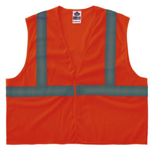 GloWear 8205HL-ECO Class 2 Recycled Hi-Vis Vest, Mesh, Polyester, Small/Medium, Orange