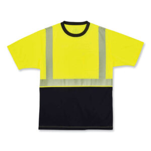 GloWear 8280BK Class 2 Performance T-Shirt with Black Bottom, Polyester, 3X-Large, Lime
