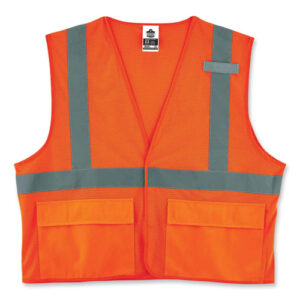 GloWear 8220HL Class 2 Standard Mesh Hook and Loop Vest, Polyester, 2X-Large/3X-Large, Orange