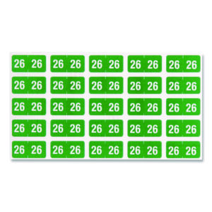 Yearly End Tab File Folder Labels, 0.5 x 1, Green, 25/Sheet, 10 Sheets/Pack