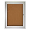 1 Door Enclosed Natural Cork Bulletin Board with Satin Frame, 18" x 24", Tan Surface, Satin Aluminum Frame