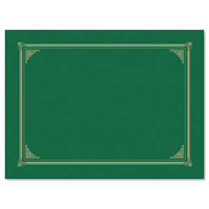 Certificate/Document Cover, 12.5 x 9.75, Green, 6/Pack