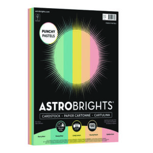 Color Cardstock -"Punchy Pastels" Assortment, 65 lb Cover Weight, 8.5 x 11, Assorted, 100/Pack