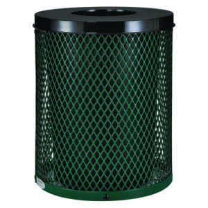 Outdoor Diamond Steel Trash Can, 36 gal, Green