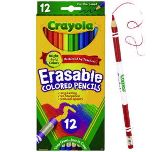 Erasable Color Pencil Set, 3.3 mm, 2B, Assorted Lead and Barrel Colors, Dozen