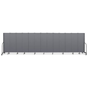 Portable Room Divider, 24 ft 1" x 0.75" x 6 ft, Vinyl/Fiberglass/Steel, Gray