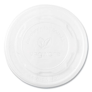 115-Series Flat Hot Lids, Compostable, For Use With 115-Series Soup Containers, White, Plastic, 500/Carton