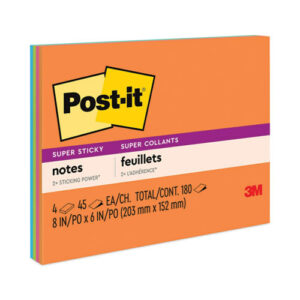 Meeting Notes in Energy Boost Collection Colors, 8" x 6", 45 Sheets/Pad, 4 Pads/Pack