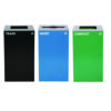 29 Gallon Trash/Recycling Cans, Steel, Blue Mixed Recycling Can w/Mixed Lid, Green Compost and Black Trash Cans w/Square Lids