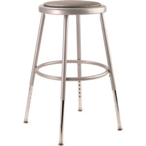 6400 Series Height Adjustable HD Vinyl Padded Steel Stool, Backless, Supports 500 lb, 18.5"-26.5" Seat Height, Gray Seat/Base