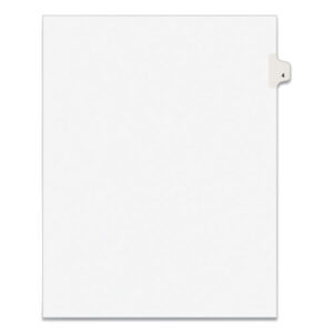 Preprinted Legal Exhibit Side Tab Index Dividers, Avery Style, 10-Tab, 4, 11 x 8.5, White, 25/Pack