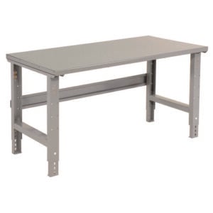 Standard Duty Steel Top Adjustable Height Workbench, 2,000 lbs, 60 x 30 x 30.88 to 36.88, Gray