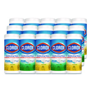 Disinfecting Wipes, Cleaning Wipes, 1-Ply, 7 x 8, Fresh Scent/Citrus Blend, 35/Canister, 3/Pack, 5 Packs/Carton