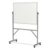 Reversible Magnetic Porcelain Whiteboard with Aluminum Frame, 53.25" x 72.25", White Surface, Satin Aluminum Frame