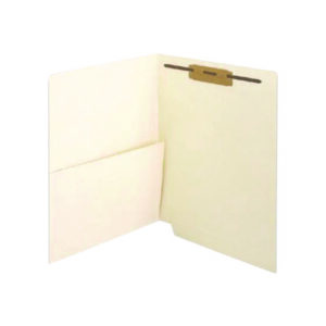 Slash Pocket End Tab Fastener Folders, 0.75" Expansion, 1 Fastener, Letter Size, Manila Exterior, 50/Box