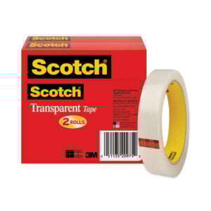 Transparent Tape, 3" Core, 0.75" x 72 yds, Transparent, 2/Pack