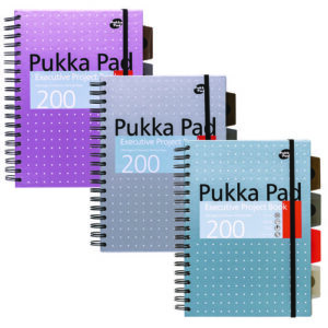 B5 Size Project Book, 4-Subject, Medium/College Rule, Assorted Metallic Color/Dot Covers, (100) 9.8 x 6 Sheets, 3/Pack