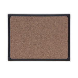 Tech Cork Board, 24" x 18", Brown Surface, Black Aluminum Frame