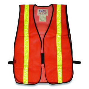 Hook and Loop Safety Vest, One Size Fits Most, Hi-Viz Orange with Yellow Prismatic Tape