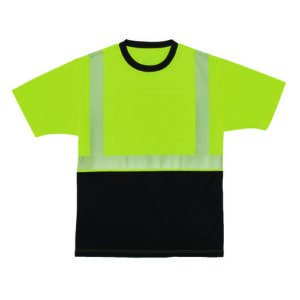 GloWear 8280BK Class 2 Performance T-Shirt with Black Bottom, X-Large Long, Lime