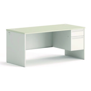 38000 Series Right Pedestal Desk, 66" x 30" x 30", Light Gray/Silver