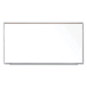 Magnetic Porcelain Whiteboard with Aluminum Frame and Maprail, 120.59" x 60.47", White Surface, Satin Aluminum Frame