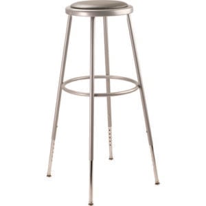 6400 Series Height Adjust Heavy Duty Vinyl Padded Steel Stool, Backless, Support 500lb, 30.5" to 38.5" Height, Gray Seat/Base