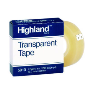 Transparent Tape, 1" Core, 0.75" x 36 yds, Clear