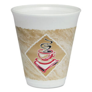 Cafe G Foam Hot/Cold Cups, 12 oz, Brown/Red/White, 20/Pack