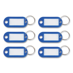 Key Tags Label Window, 0.88 x 0.19 x 2, Dark Blue, 6/Pack