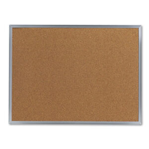 Cork Bulletin Board, 24" x 18", Tan Surface, Satin Aluminum Frame