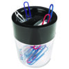 Round Magnetic Clip Dispenser, 2 Compartments, Plastic, 2.5" Diameter x 3"h, Black/Clear