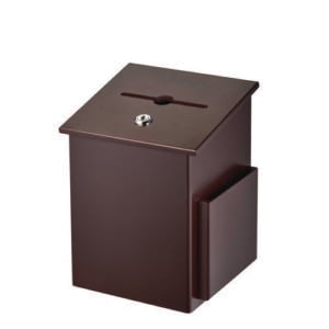 Squared Wood Locking Suggestion Box, 7.25 x 7.5 x 10, Medium Density Fiberboard, Mahogany