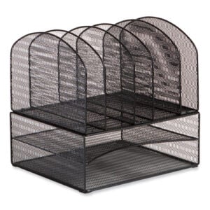 Onyx Mesh Desk Organizer, Two Horizontal and Six Upright Sections, Letter Size Files, 13.25 x 11.32 x 13.32, Black