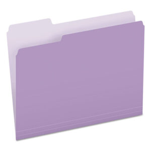 Colored File Folders, 1/3-Cut Tabs: Assorted, Letter Size, Lavender/Light Lavender, 100/Box