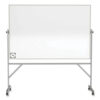 Reversible Magnetic Hygienic Porcelain Whiteboard with Aluminum Frame, 72" x 48", White Surface, Satin Aluminum Frame