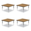 Adjustable Activity Tables, Square, 48" x 48" x 19" to 29", Medium Oak Top, Black Legs, 4/Pallet