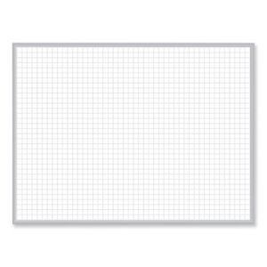 1 x 1 Grid Magnetic Whiteboard, 96.5" x 48.5", White/Gray Surface, Satin Aluminum Frame